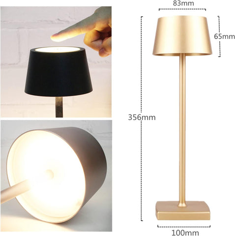 Lampe de table rechargeable,lampe de chevet sans fil，lampe sans fil， lampe de table led, classe de protection IP54, convient pour jardin/table/table de chevet or