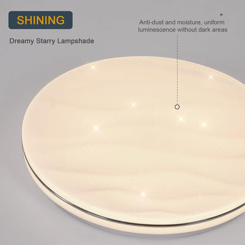 Luminaire Plafonnier Led Étoilé, 24W Lampe de Plafond pour Chambre Enfant Blanc Neutre 4000K, Lustre Led Plafonnier Moderne Ronde pour Cuisine Couloir Coucher Salle De Bain