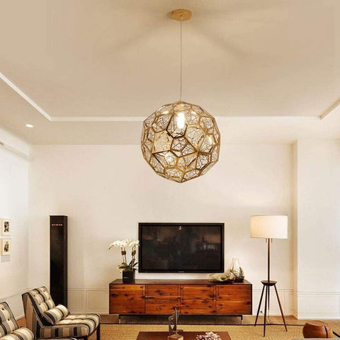 Luminaire de Luxe Moderne en Acier Inoxydable avec Boule de Diamant Créative et Abat-jour Pendentif E27 pour Plafond de Salon.