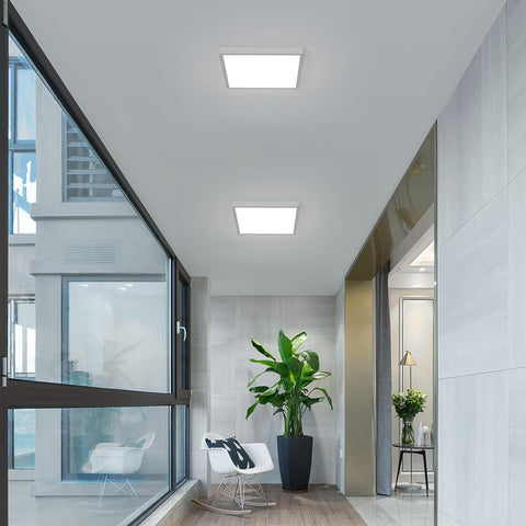 Plafonnier LED Ultra-fin Moderne - Carré 30cm, Blanc, 36W, Lumière Blanche - Parfait pour le Salon et la Chambre