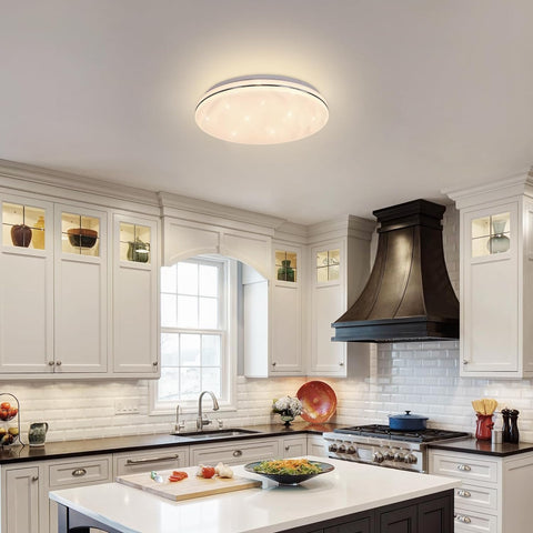 Luminaire Plafonnier Led Étoilé, 24W Lampe de Plafond pour Chambre Enfant Blanc Neutre 4000K, Lustre Led Plafonnier Moderne Ronde pour Cuisine Couloir Coucher Salle De Bain