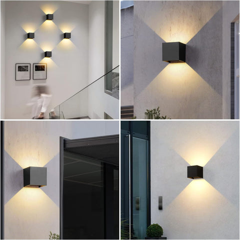 2 Pack Applique Murale LED Exterieur, 12W Appliques Murales Interieures avec Angle Réglable éclairage mural d'extérieur, Etanche IP65 Lampe Murale Moderne pour Salon, Chambre (Noir) Blanc Chaud 3000K