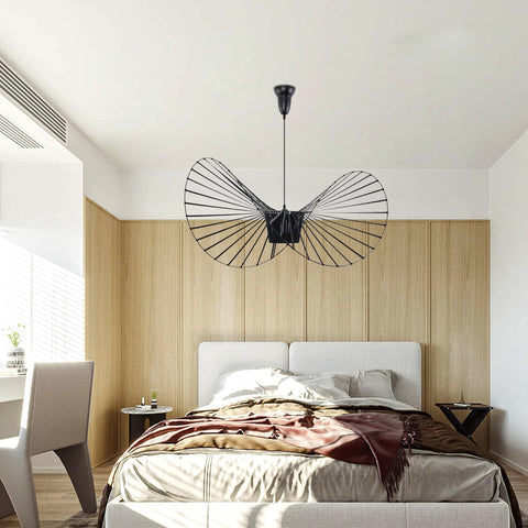 Lustre en forme de chapeau en fer (D100*58CM, Noir, Douille E27, Ampoule non incluse)