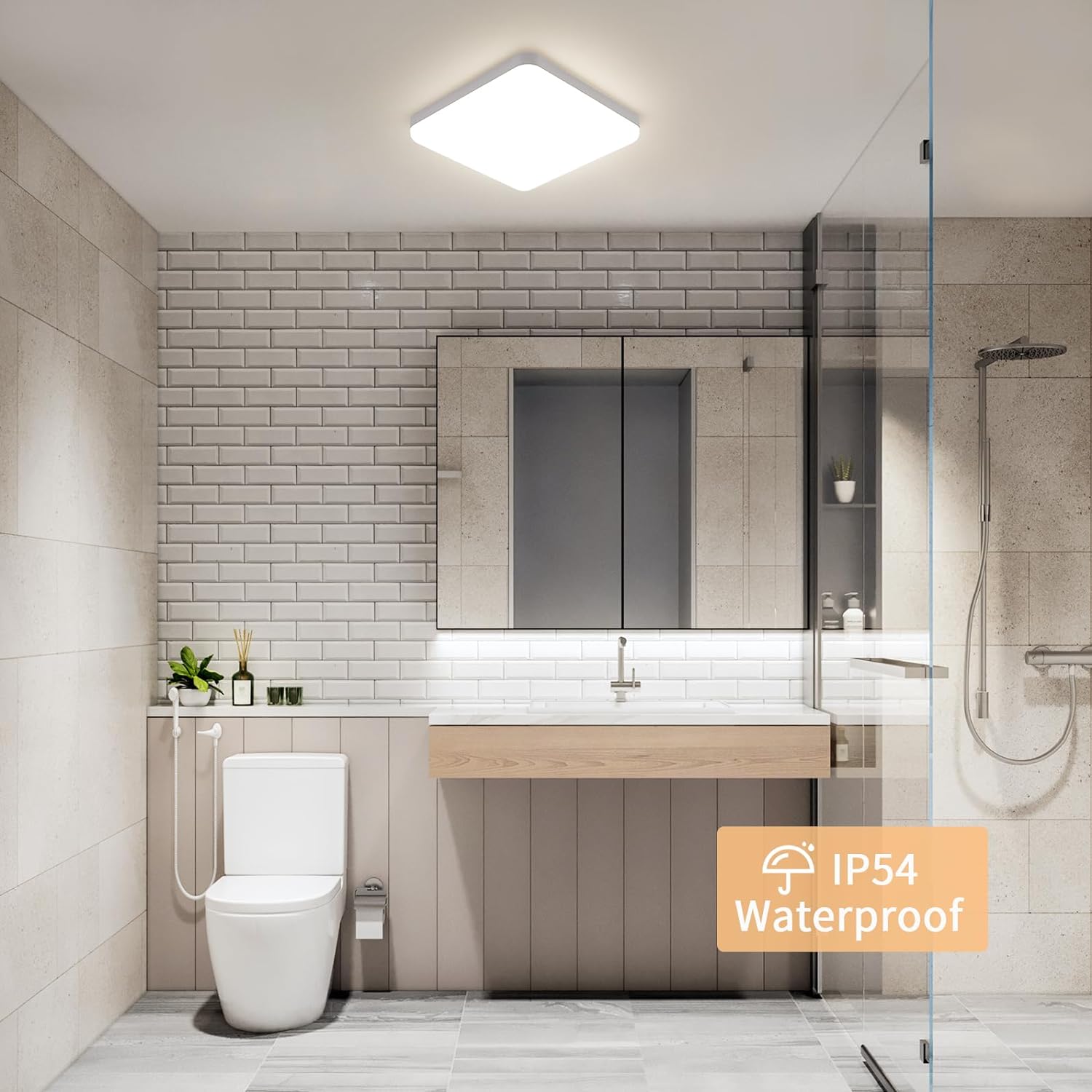 32W Plafonnier Led 3600LM, 4500K Lumière Naturelle IP54 étanche, Luminaire Plafonnier