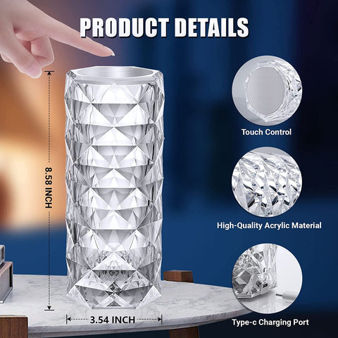 Lampe de Bureau LED et Lampe de Chevet en Acrylique avec Télécommande Tactile, 16 Couleurs et 4 Modes, Lumière d'Ambiance RVB Changeant de Couleur