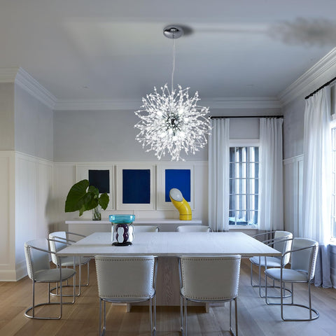 Lustre en Cristal, Suspension Moderne de Feu d'Artifice Chromés, 8 Lumières Pendentif Suspension Luminaire pour Salon Chambre Salle à Manger Cuisine Couloir (Dia 40CM) Ampoule non incluse