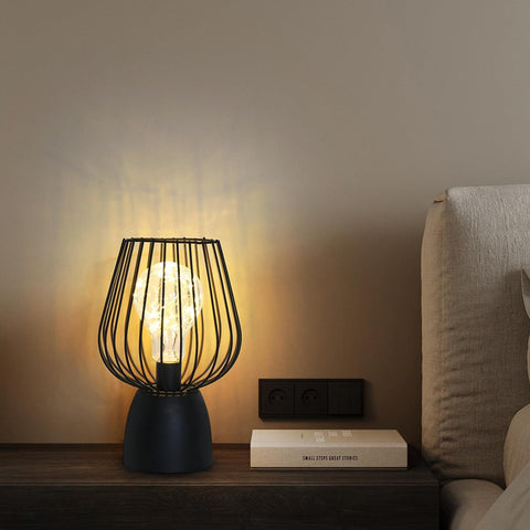 Lampe de Chevet à Cage, Lampe de Table Creuse, 3000K Lumière Chaude LED - Lampe de Table Portable sans Fil (Sans Batterie)