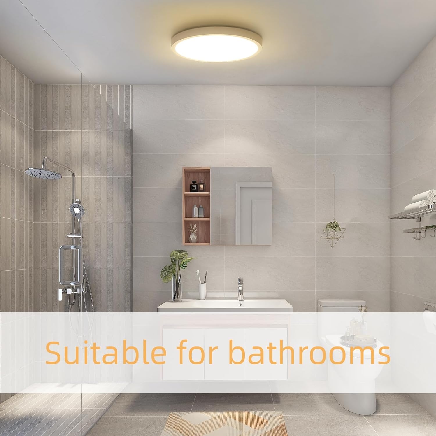 2 pièces Luminaire Plafonnier pour Salle de Bain 24W 4000K Plafonnier Lampe Moderne