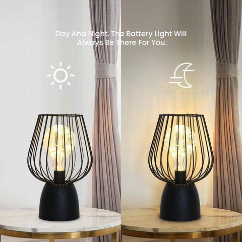 Lampe de Chevet à Cage, Lampe de Table Creuse, 3000K Lumière Chaude LED - Lampe de Table Portable sans Fil (Sans Batterie)