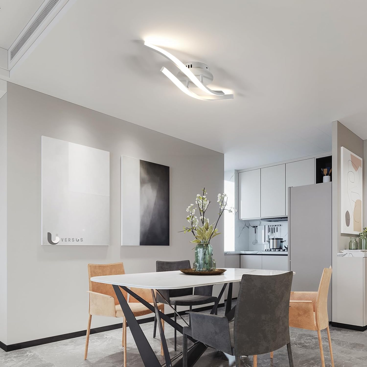 Plafonnier Moderne LED en Aluminium Créatif de Forme Géométrique - Blanc, 52*14*10cm