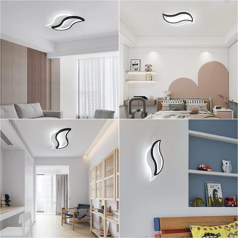 Plafonnier LED Design moderne Forme créative de la feuille Lampe de Plafond Blanc Froid 6000K Pour salon chambre à coucher salle à manger bureau Blanc