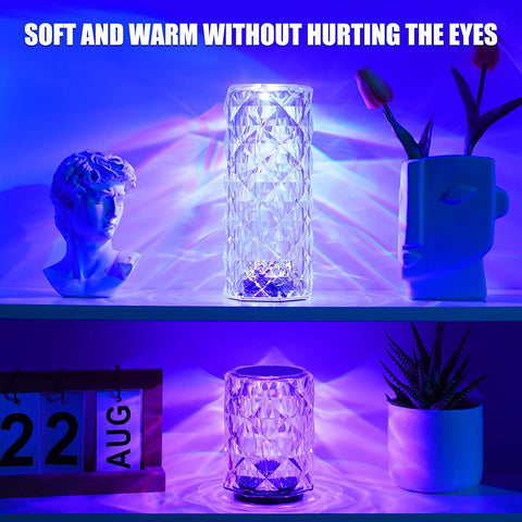 Lampe de Bureau LED et Lampe de Chevet en Acrylique avec Télécommande Tactile, 16 Couleurs et 4 Modes, Lumière d'Ambiance RVB Changeant de Couleur