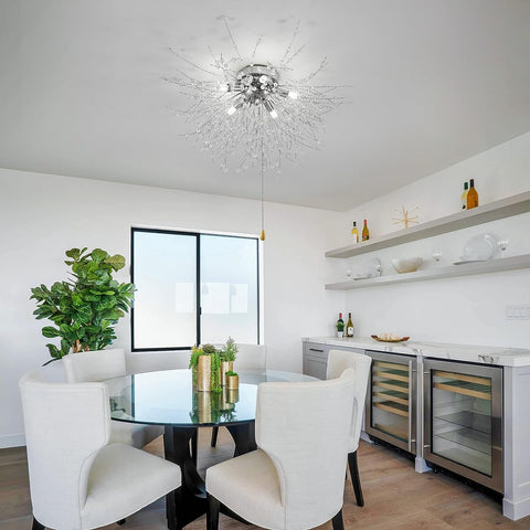 Plafonnier LED Cristal, Lustres de Feu d'Artifice Modernes, Luminaire Plafonnier Dimmable