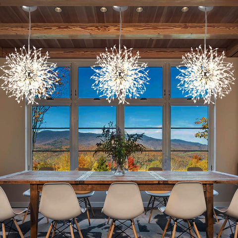 Lustre en Cristal, Suspension Moderne de Feu d'Artifice Chromés, 8 Lumières Pendentif Suspension Luminaire pour Salon Chambre Salle à Manger Cuisine Couloir (Dia 40CM) Ampoule non incluse