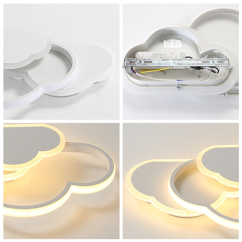 Plafonnier LED, éclairage de plafond de décoration intérieure, lustre blanc en acrylique 36W, lampe de plafond en forme de nuage pour chambre à coucher, salon, salle à manger, lumière chaude 3000K