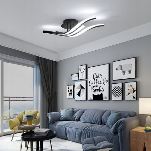 Plafonnier LED, Noir, 24W Lumière Extérieure Blanche Froide 6500K, en Aluminium