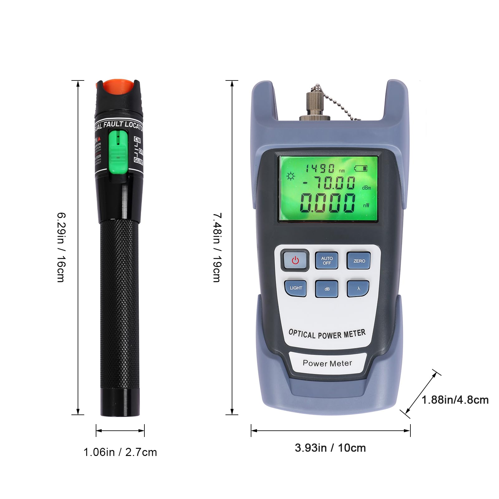 Fiber Optic Tools Cable Tester FC SC Power Meter & Visual Fault Locato ...
