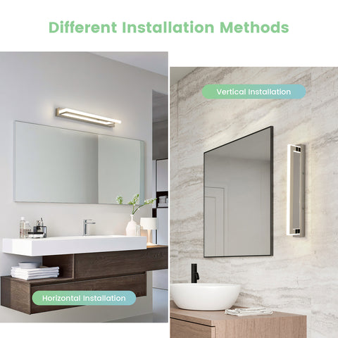 Lampe Miroir LED en Acrylique - Argent, 42cm, 9W, Lumière Neutre 4500K, 220V