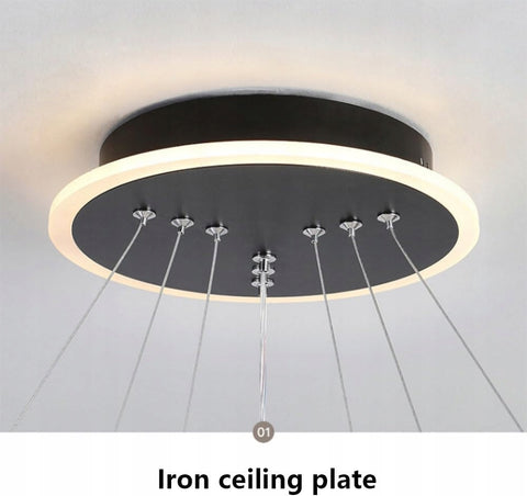 Lustre LED moderne et simple, double suspension noire avec télécommande, dimmable 3000-6000K Décoration lumineuse Peut être utilisé pour l'éclairage