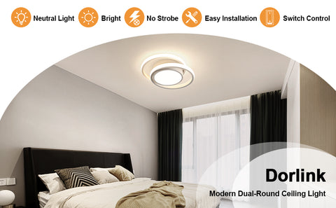 Plafonnier LED, Rond Lampe De Plafond 32W,  Moderne Luminaire Plafonnier Pour Couloir Coucher Cuisine Salon, Blanc Froid 4000K