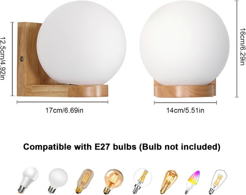 Wood & Glass Wall Light – Modern E27