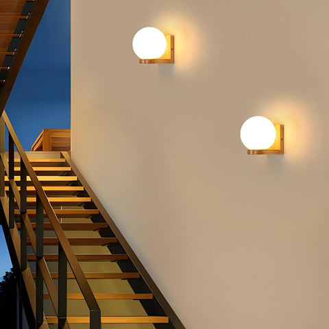 Wood & Glass Wall Light – Modern E27