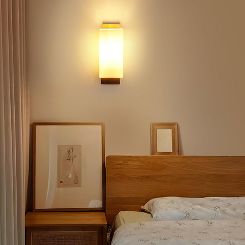 Vintage Wooden and Glass Cube Wall Light – E27 Interior Lamp