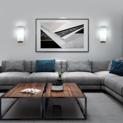 Vintage Wooden and Glass Cube Wall Light – E27 Interior Lamp