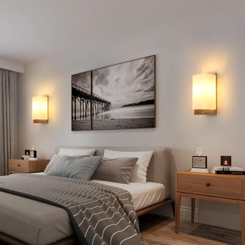 Vintage Wooden and Glass Cube Wall Light – E27 Interior Lamp