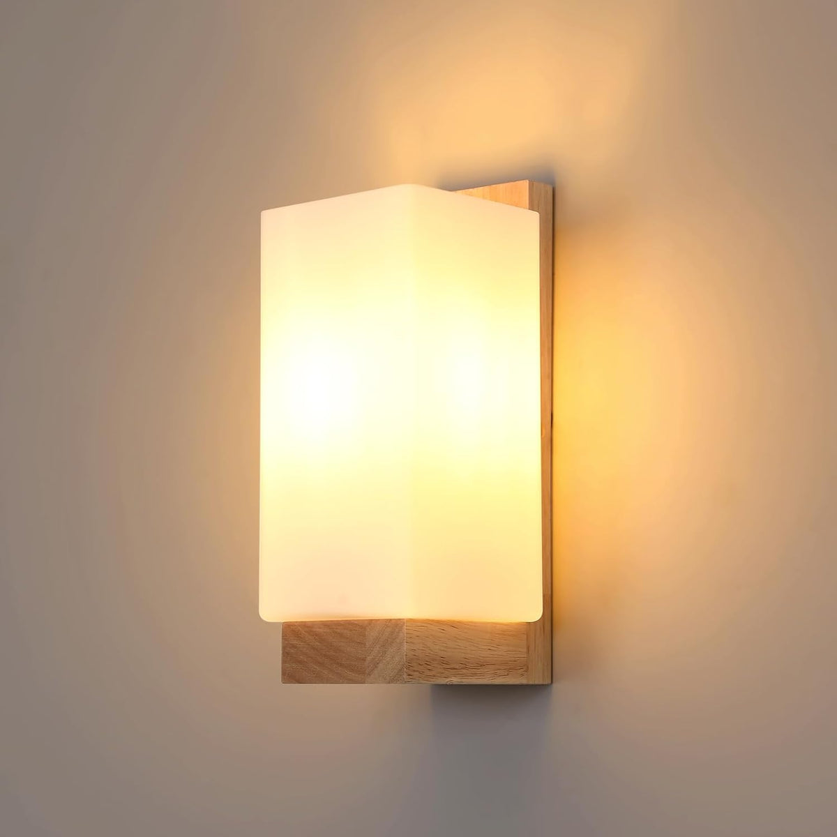 Modern Wooden and Glass Wall Sconce