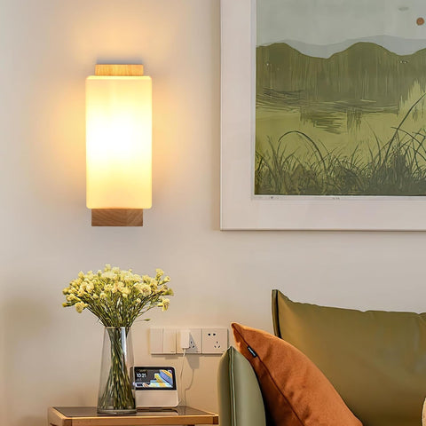 Modern Wooden and Glass Wall Sconce