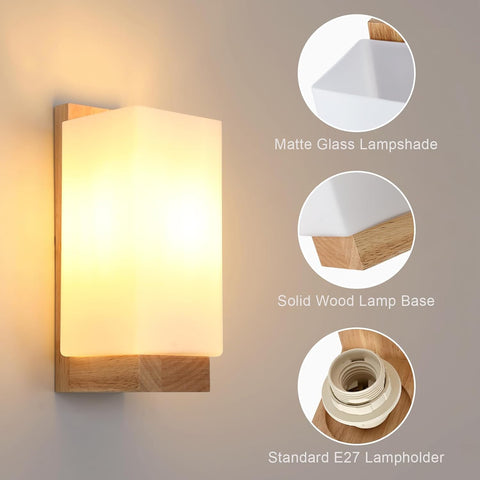 Modern Wooden and Glass Wall Sconce
