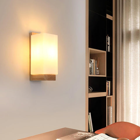 Modern Wooden and Glass Wall Sconce