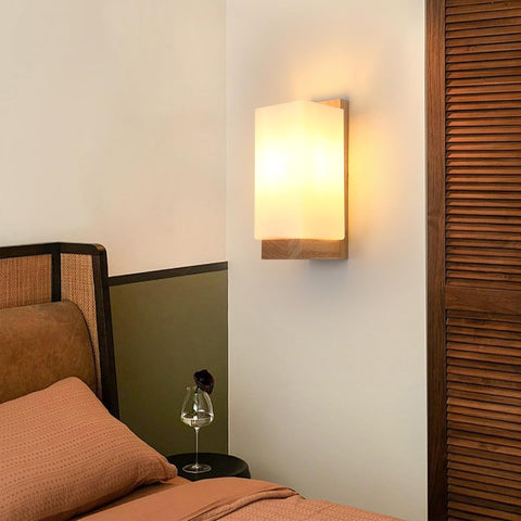 Modern Wooden and Glass Wall Sconce