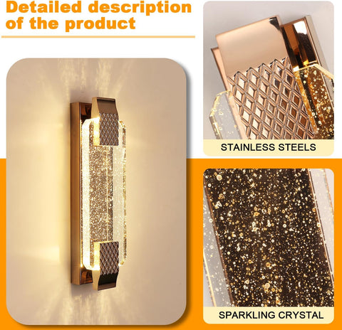 LED Wall Light Crystal Gold 12W