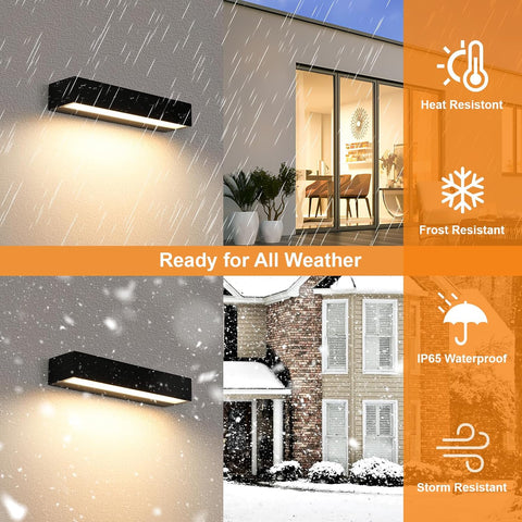 Modern LED Outdoor Wall Light 16W Black IP65 3000K