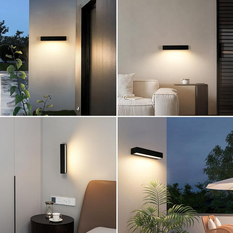 Modern LED Outdoor Wall Light 16W Black IP65 3000K