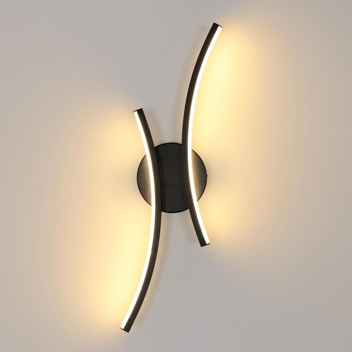 Modern LED Wall Light 20W 2250LM Black Curved Design