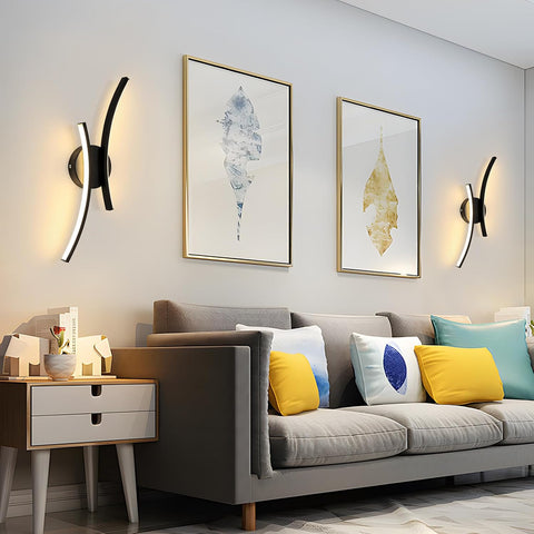 Modern LED Wall Light 20W 2250LM Black Curved Design
