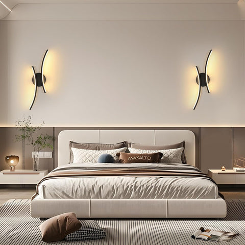 Modern LED Wall Light 20W 2250LM Black Curved Design