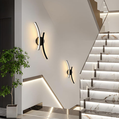 Modern LED Wall Light 20W 2250LM Black Curved Design