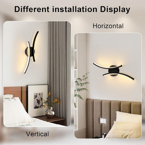 Modern LED Wall Light 20W 2250LM Black Curved Design
