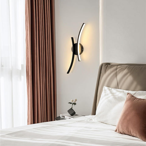 Modern LED Wall Light 20W 2250LM Black Curved Design