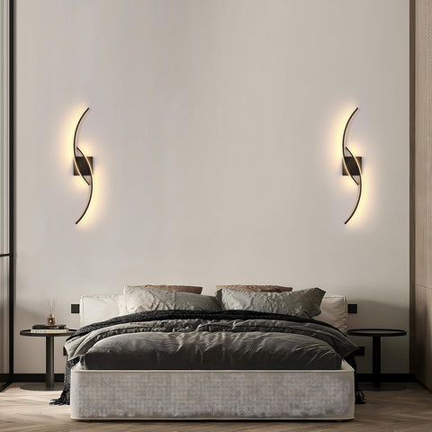 Black Wave-Shaped LED Wall Light 27W