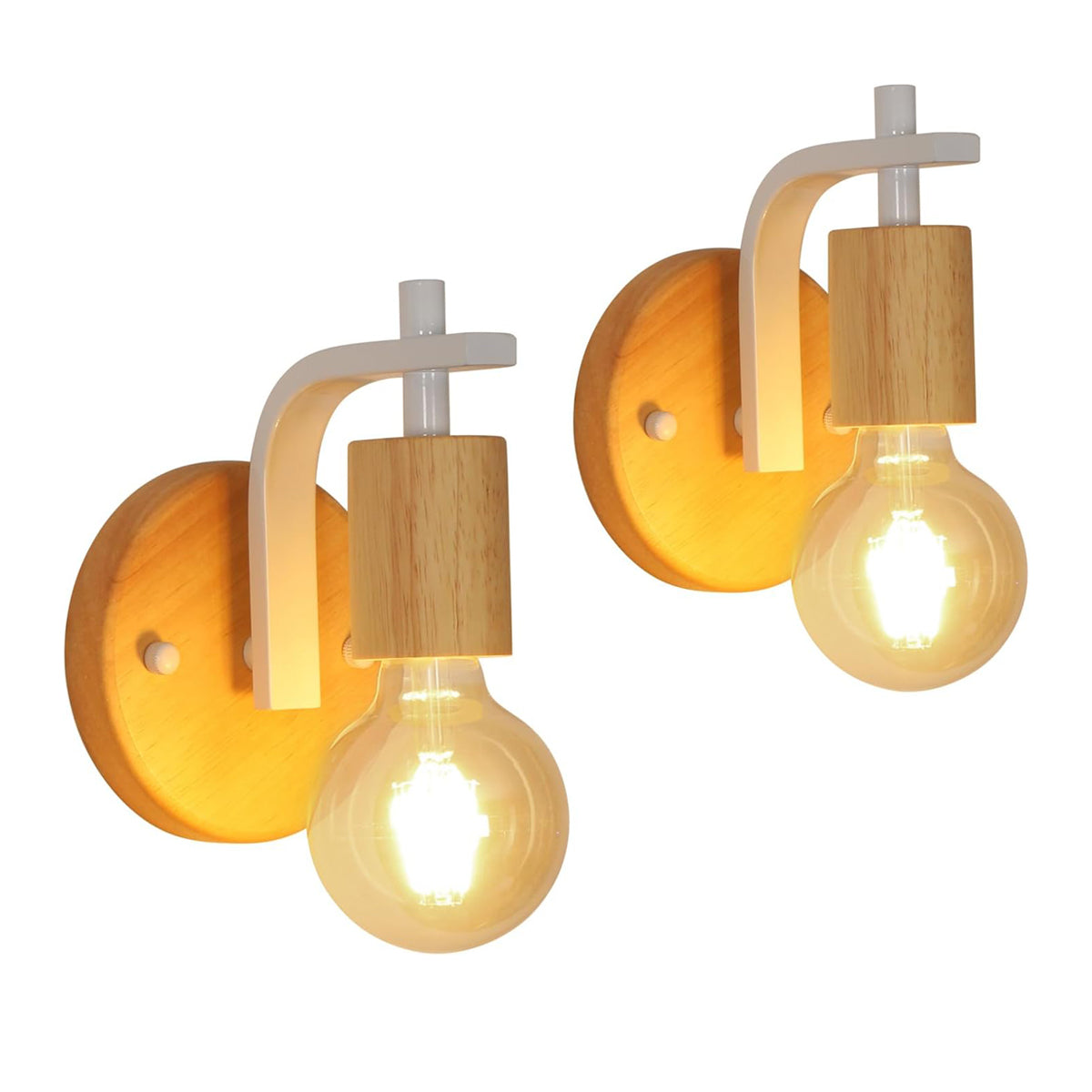 Wooden Indoor Wall Light Set of 2 (Bulbs Not Included)