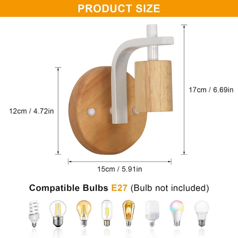 Wooden Indoor Wall Light Set of 2 (Bulbs Not Included)