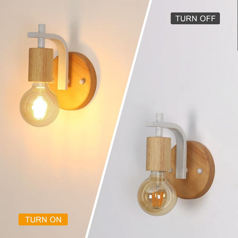 Wooden Indoor Wall Light Set of 2 (Bulbs Not Included)