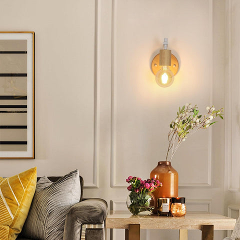 Wooden Indoor Wall Light Set of 2 (Bulbs Not Included)