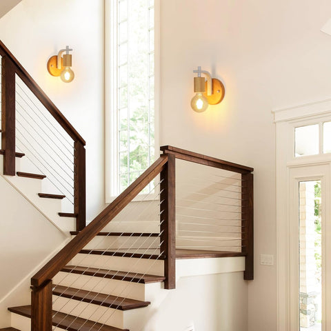 Wooden Indoor Wall Light Set of 2 (Bulbs Not Included)