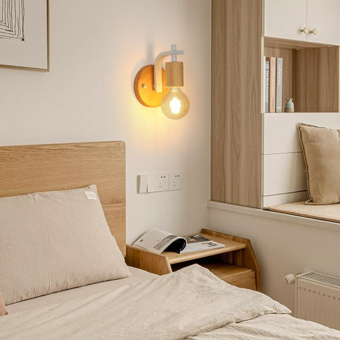 Wooden Indoor Wall Light Set of 2 (Bulbs Not Included)